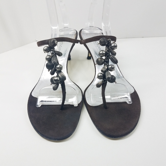 Dolce & Gabbana Brown Suede Embellished Sandals - Picture 3 of 12